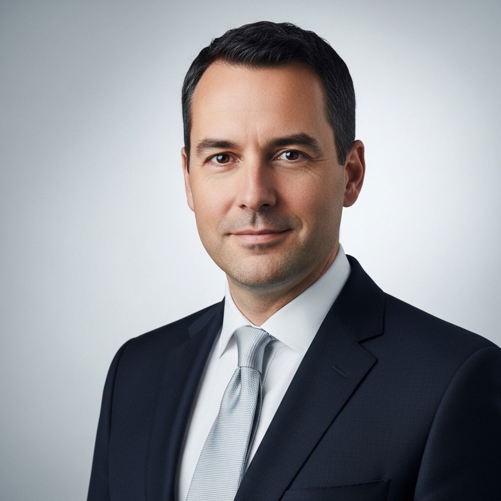 Профессиональный портрет Алекса Романова, CEO Nexor, мужчина 45 лет в деловом костюме на нейтральном фоне